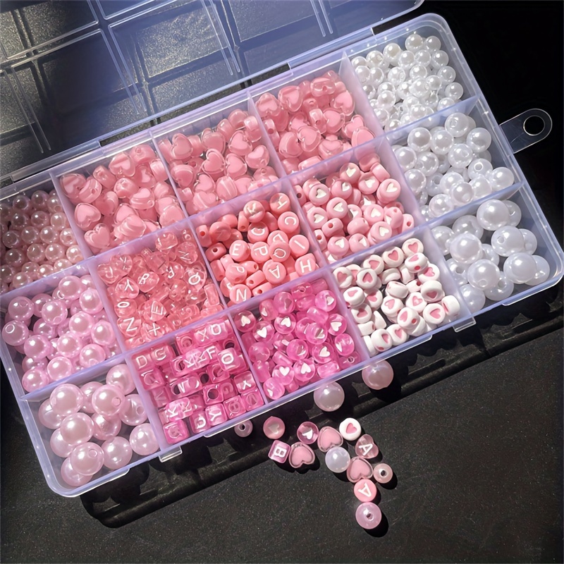 Bead Organizer Tray - Boîte alphabet rose 10 pièces, perles