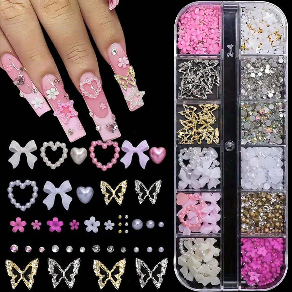 12 grilles rose blanc arc Nail - Crystal Bead Mix avis et prix