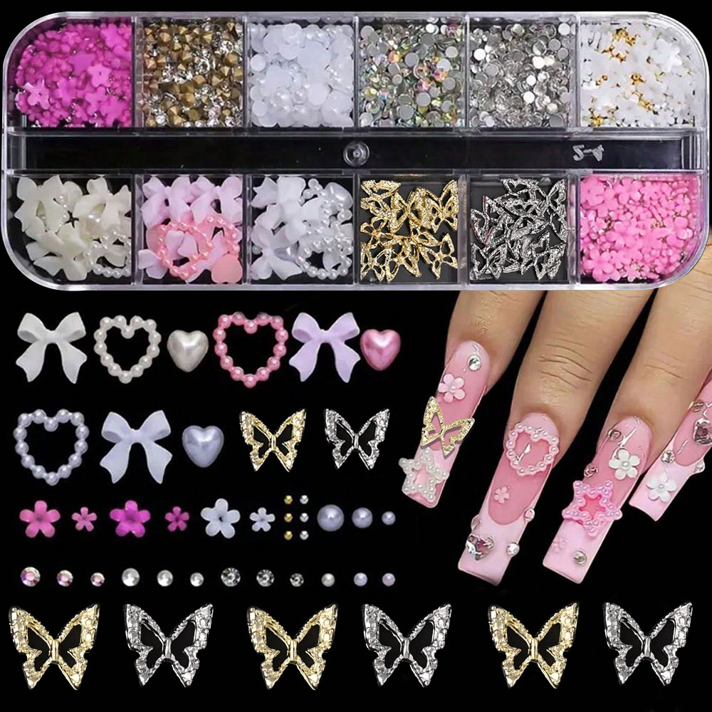 12 grilles rose blanc arc Nail - Crystal Bead Mix avis et prix