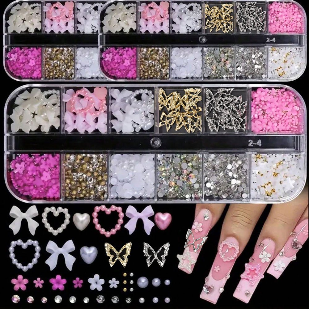 12 grilles rose blanc arc Nail - Crystal Bead Mix avis et prix